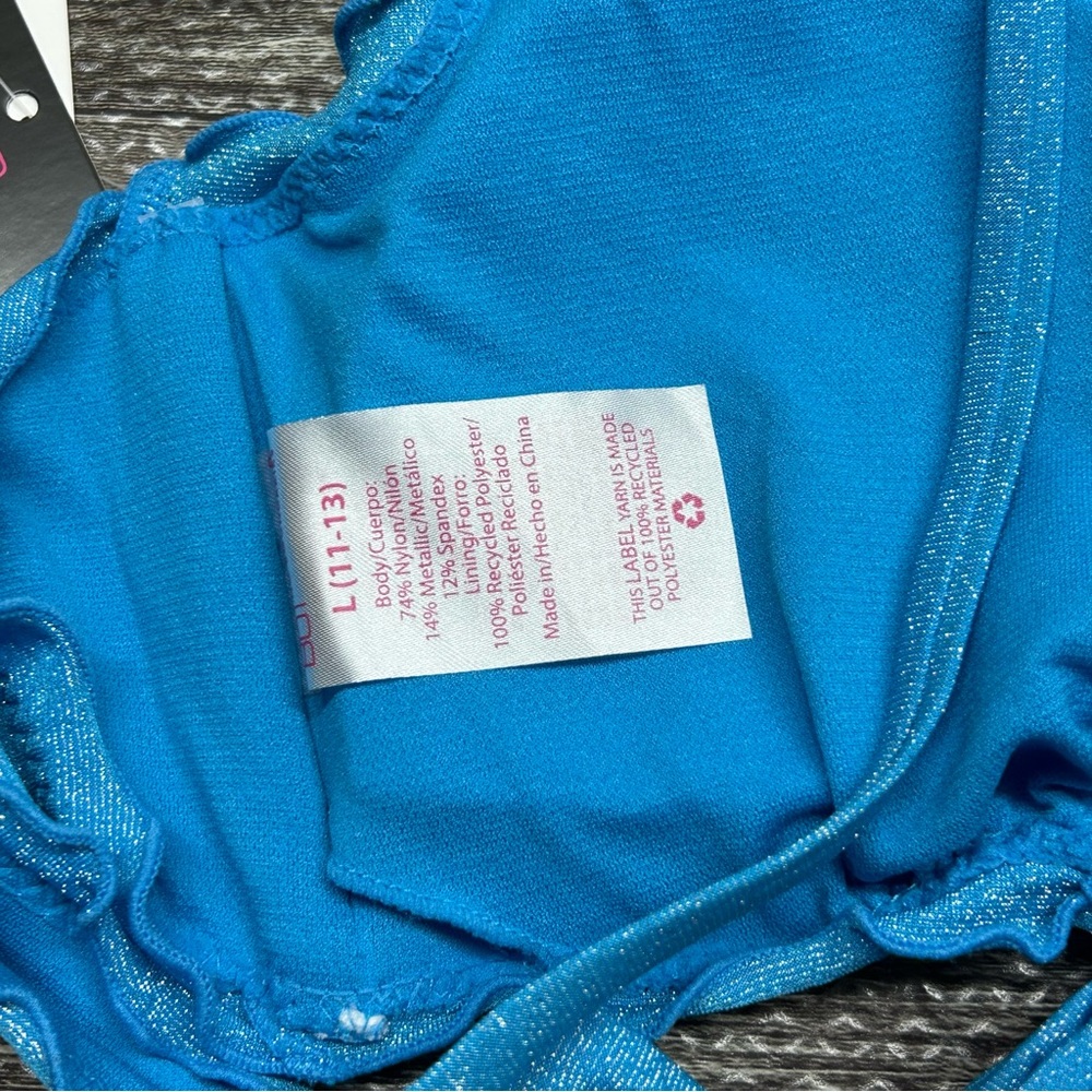 NWT Junior’s Size Large No Boundaries Two Piece Bikini Set in Blue Lurex - Picture 12 of 15